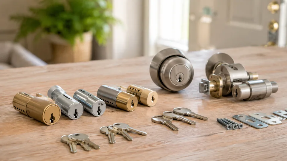 Editorial image of lock cylinders and keys for Atherton rekeying decisions