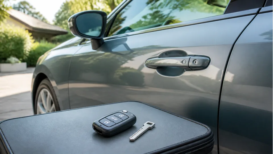 Editorial image of vehicle key and lock details for car key replacement planning in Atherton