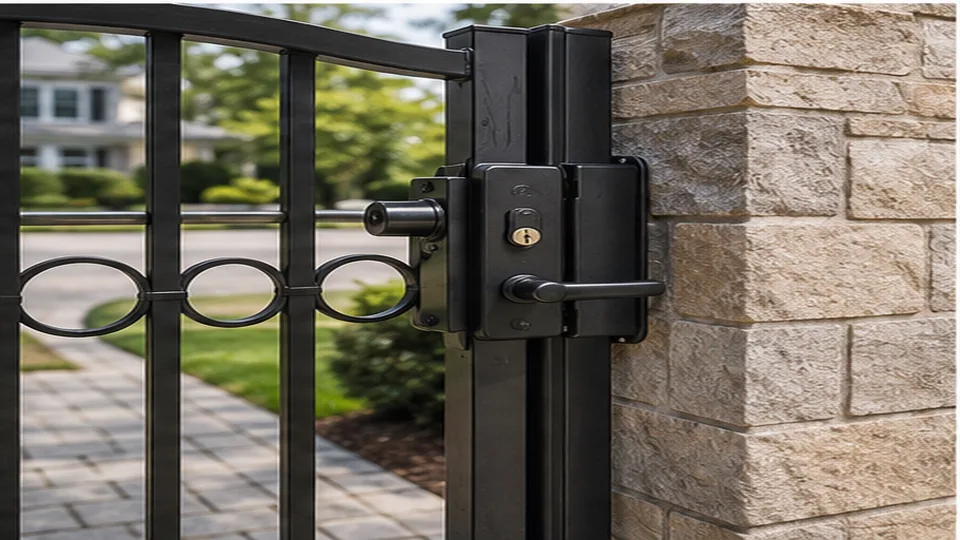 Editorial image of residential door lock hardware and keys for gate lock installation planning in Atherton