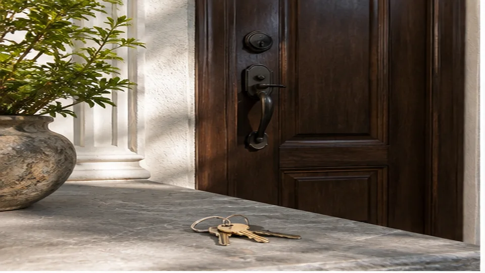 Editorial image of secure entry hardware for house lockout service guidance in Atherton