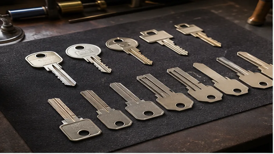 Editorial image of residential door lock hardware and keys for key duplication planning in Atherton
