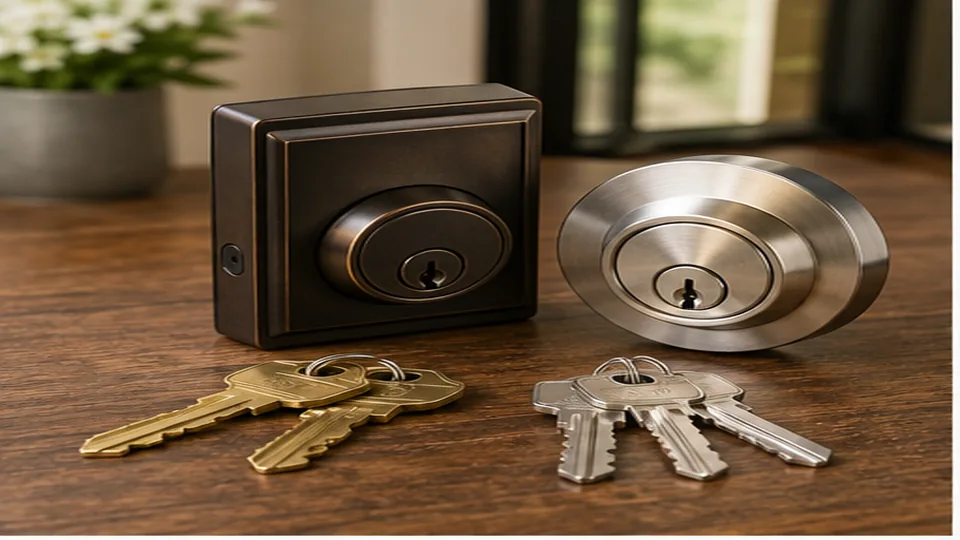 Editorial image of residential door lock hardware and keys for lock change and replacement planning in Atherton