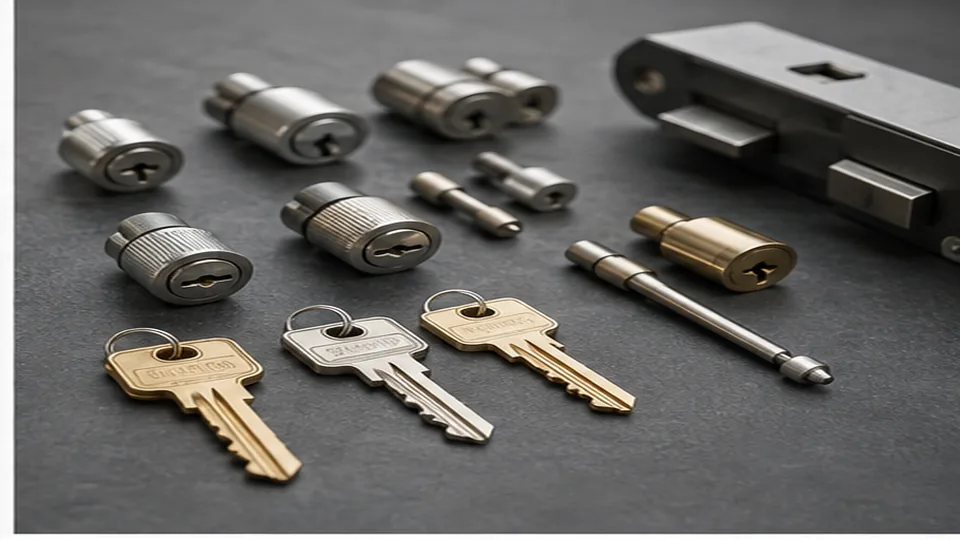 Editorial image of business door hardware and organized keys for master rekey systems planning in Atherton
